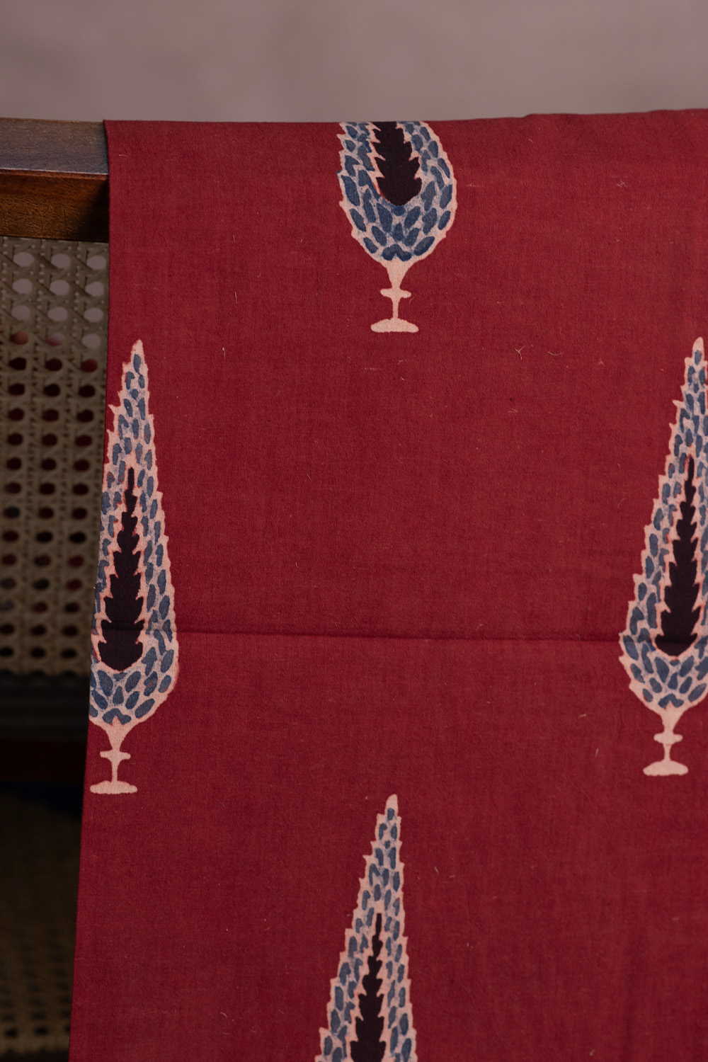 Big Butta on Maroon Ajrak Cotton Fabric - Image 2