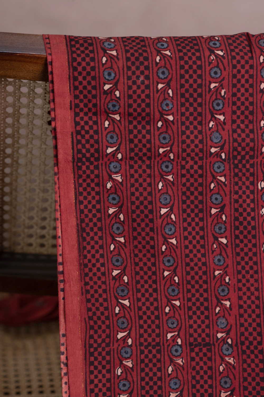 Stripe Pattern - Maroon Ajrak Cotton Fabric - Image 2