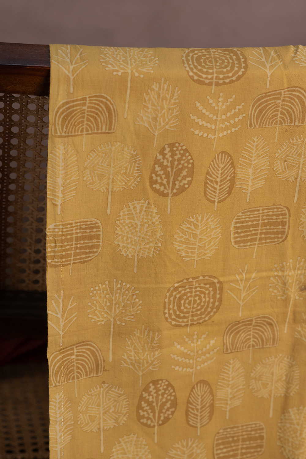 Leaf Foliage - Yellow Ajrak Cotton Fabric - Image 2