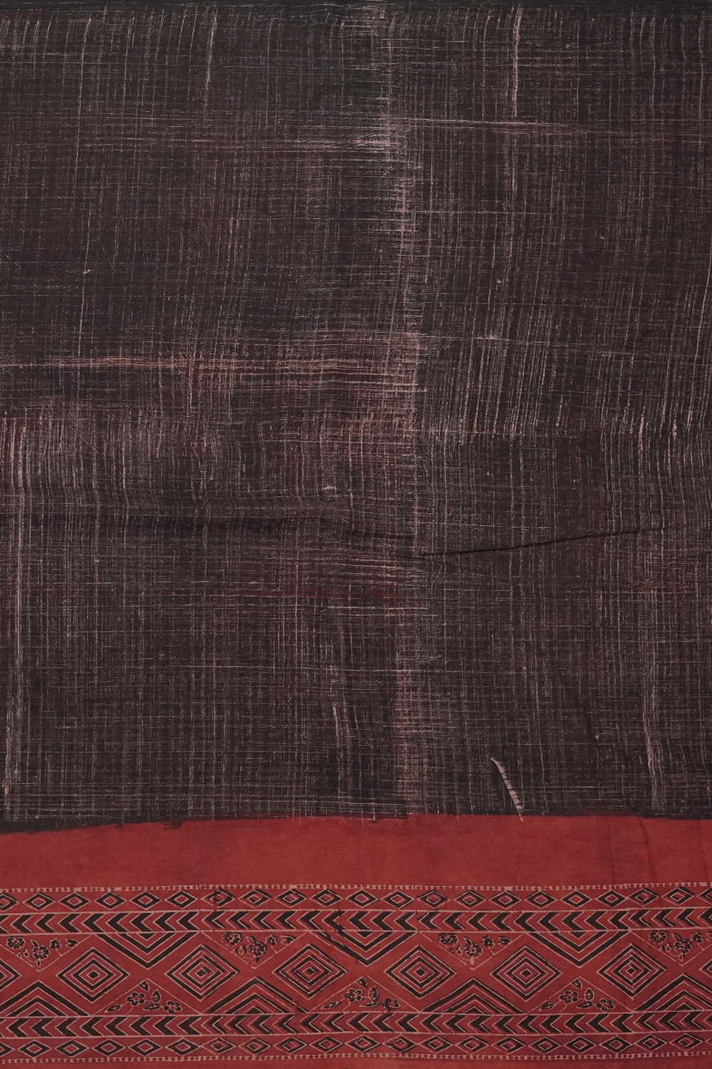 Black with Maroon Border Ajrak Cotton Fabric - Image 3
