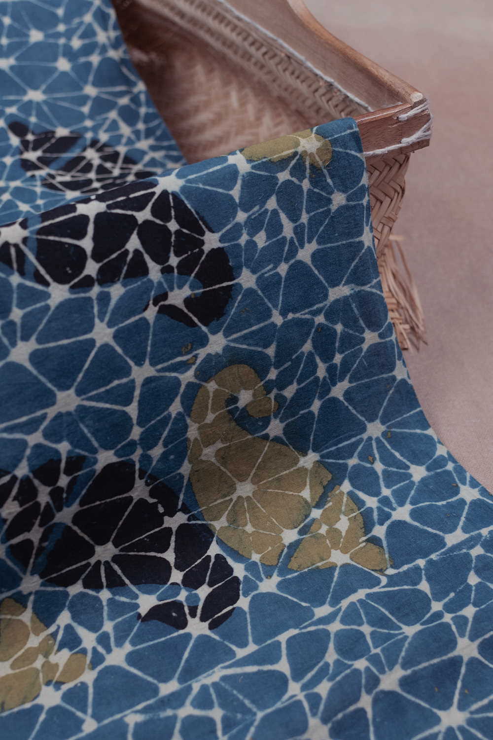 Light Indigo Ajrak Cotton Fabric - Image 3