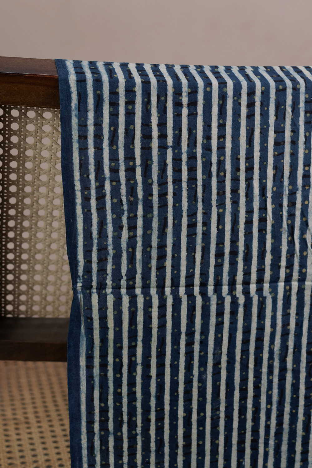 Stripes on Indigo Ajrak Cotton Fabric - Image 2