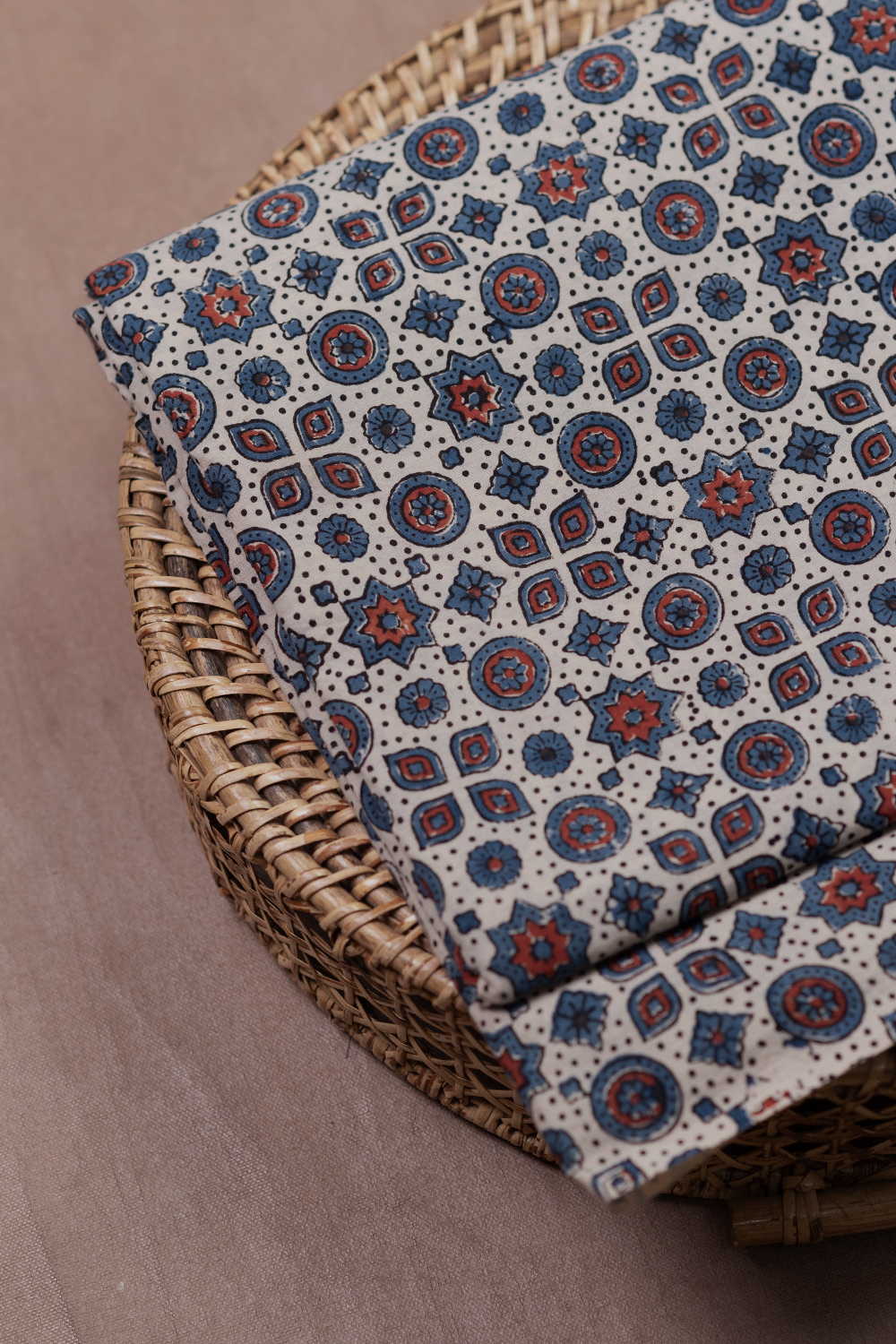 Maroon Patterns - Cream Ajrak Cotton Fabric - Image 2