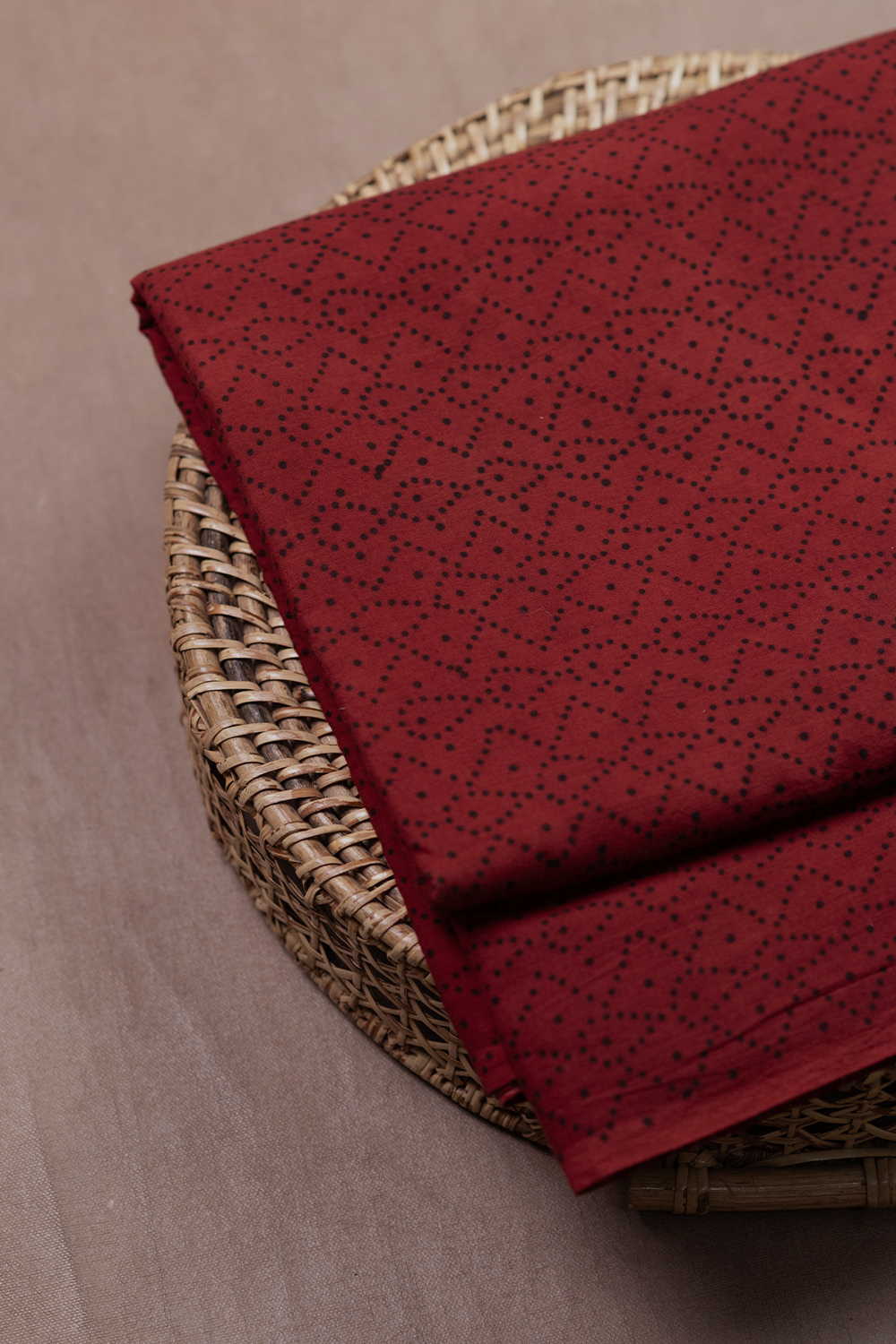 Dark Maroon Ajrak Cotton Fabric