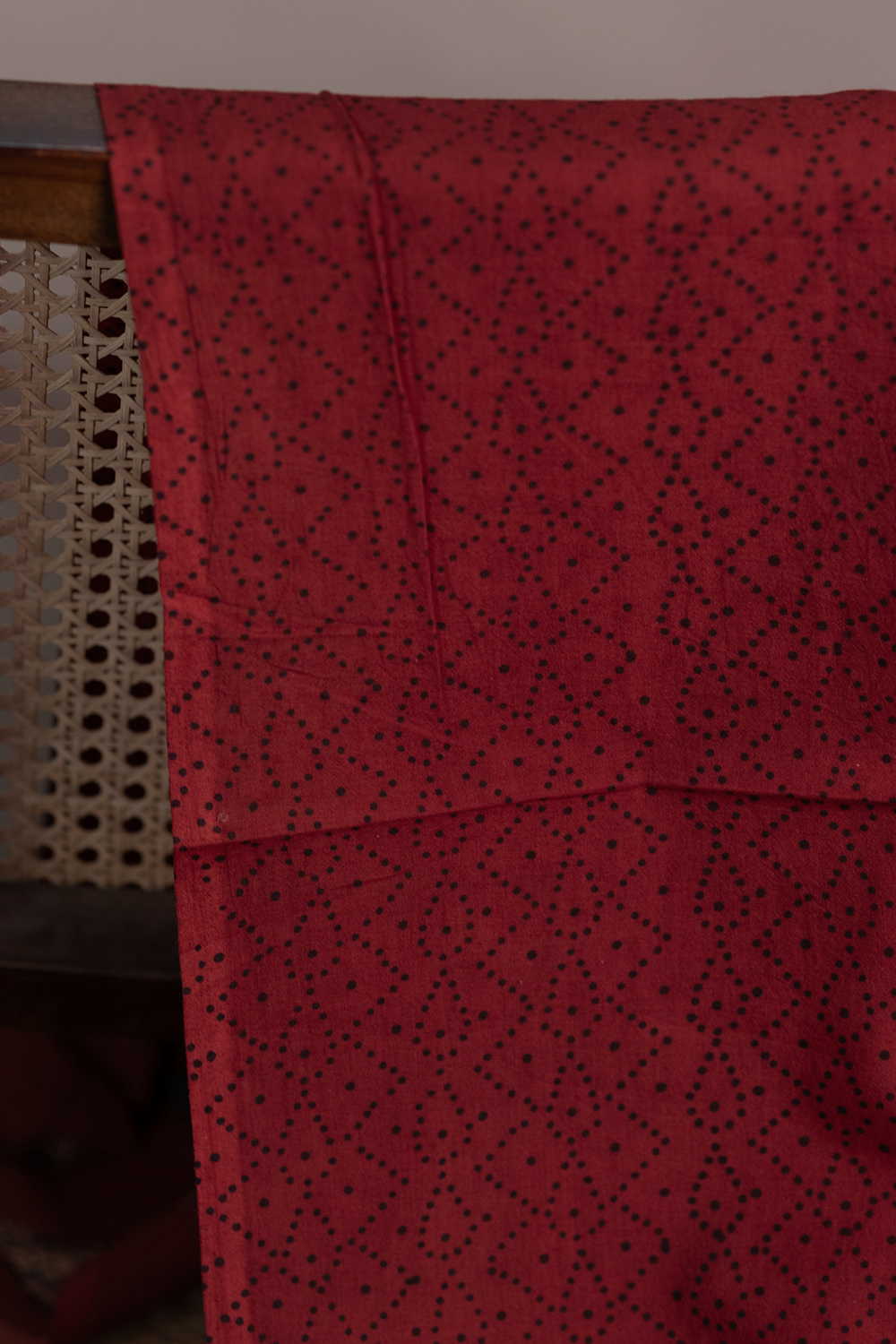 Dark Maroon Ajrak Cotton Fabric - Image 2