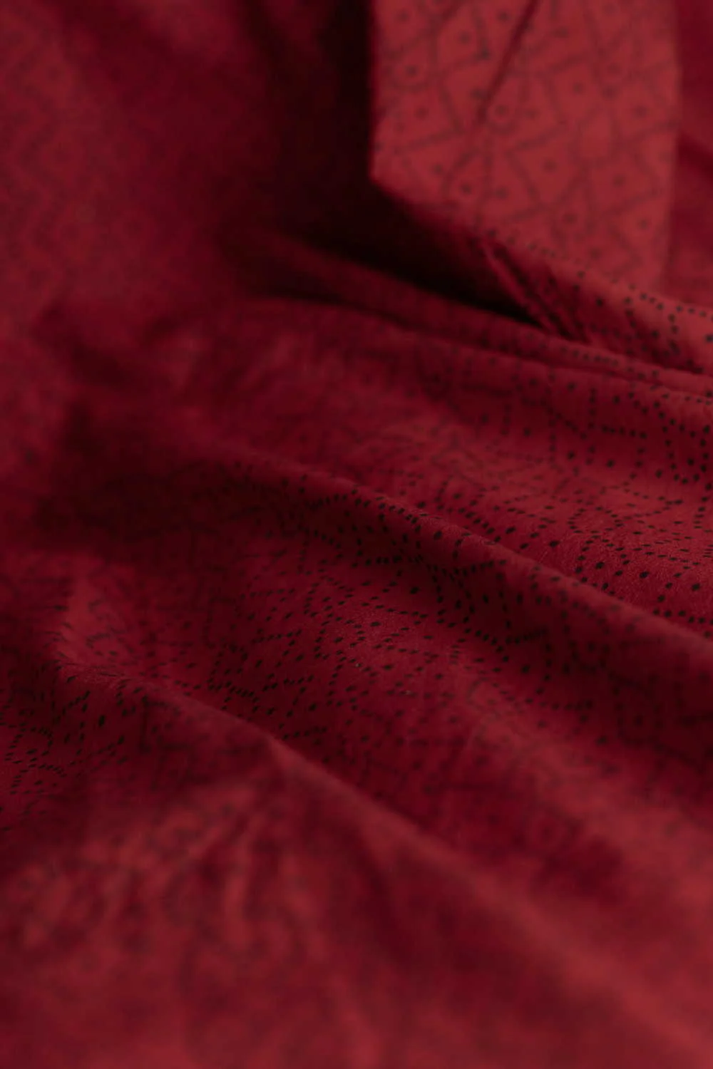 Dark Maroon Ajrak Cotton Fabric - Image 3