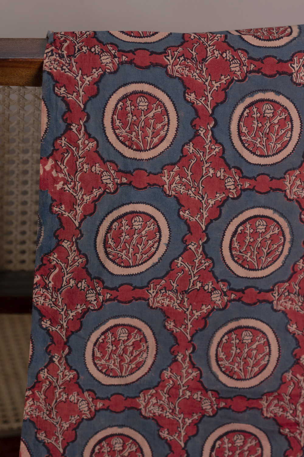 Indigo Patterned on Black Ajrak Cotton Fabric - Image 2