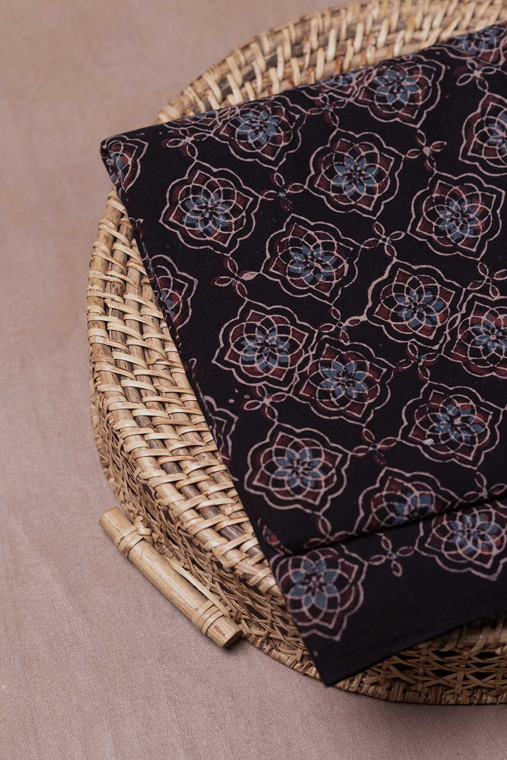 Pattern on Black Ajrak Cotton Fabric