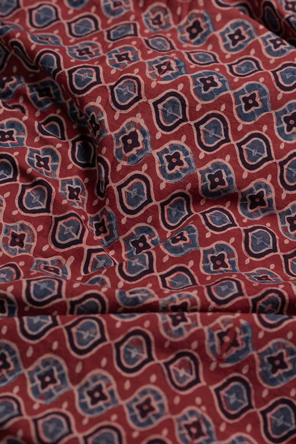 Brick Maroon Ajrak Cotton Fabric - Image 2