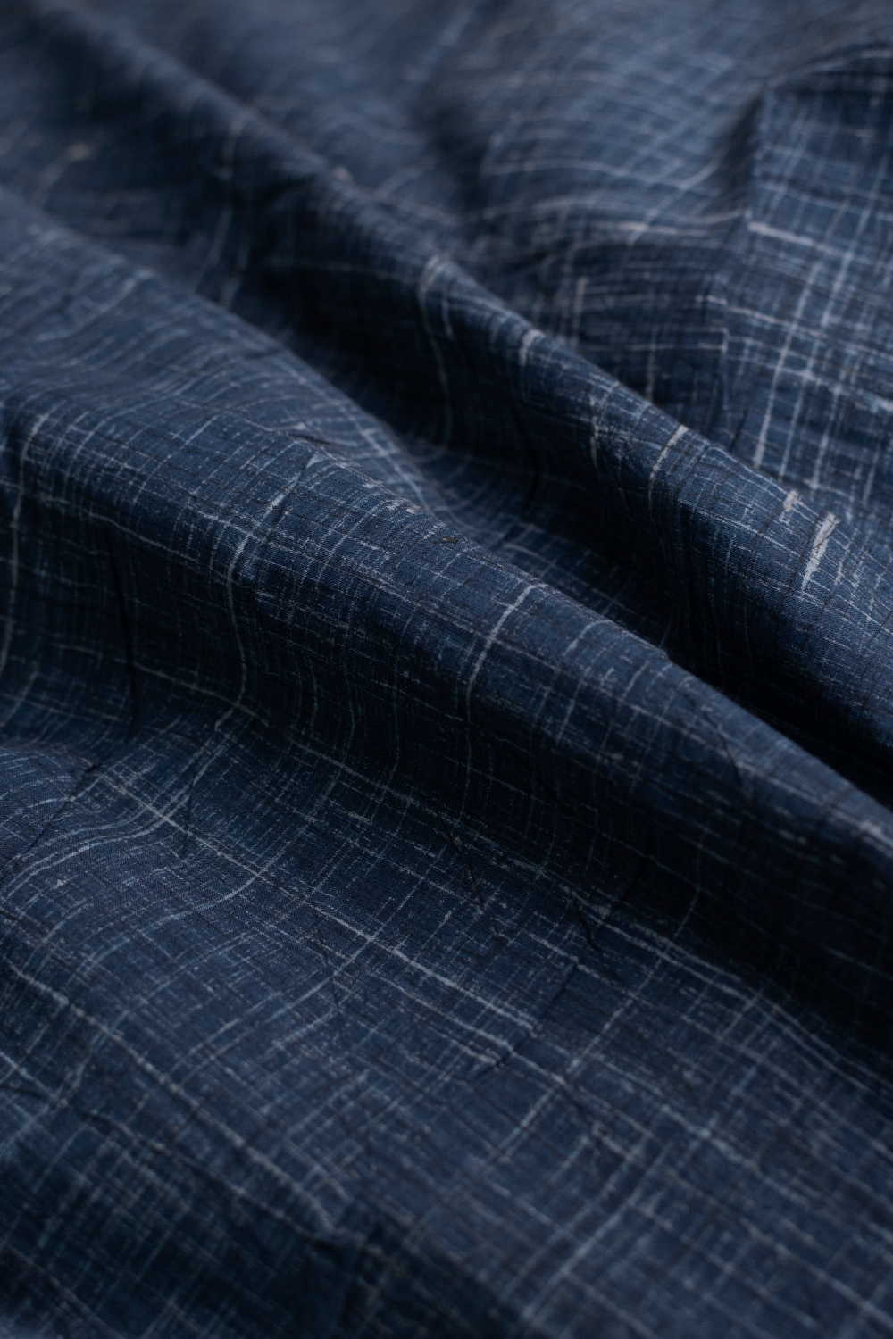 Dusty Indigo Drift Brush Print Ajrak Cotton Fabric - Image 3