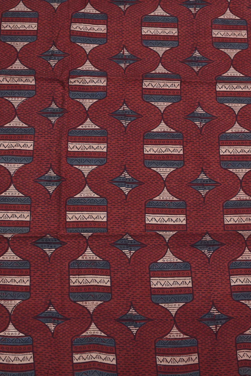 Maroon with Pattern Ajrak Cotton Fabric - Image 4
