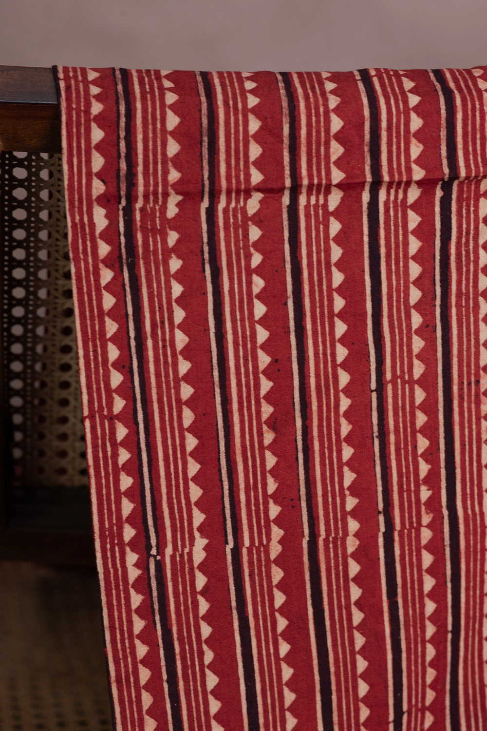 Dark Maroon Ajrak Cotton Fabric - Image 2