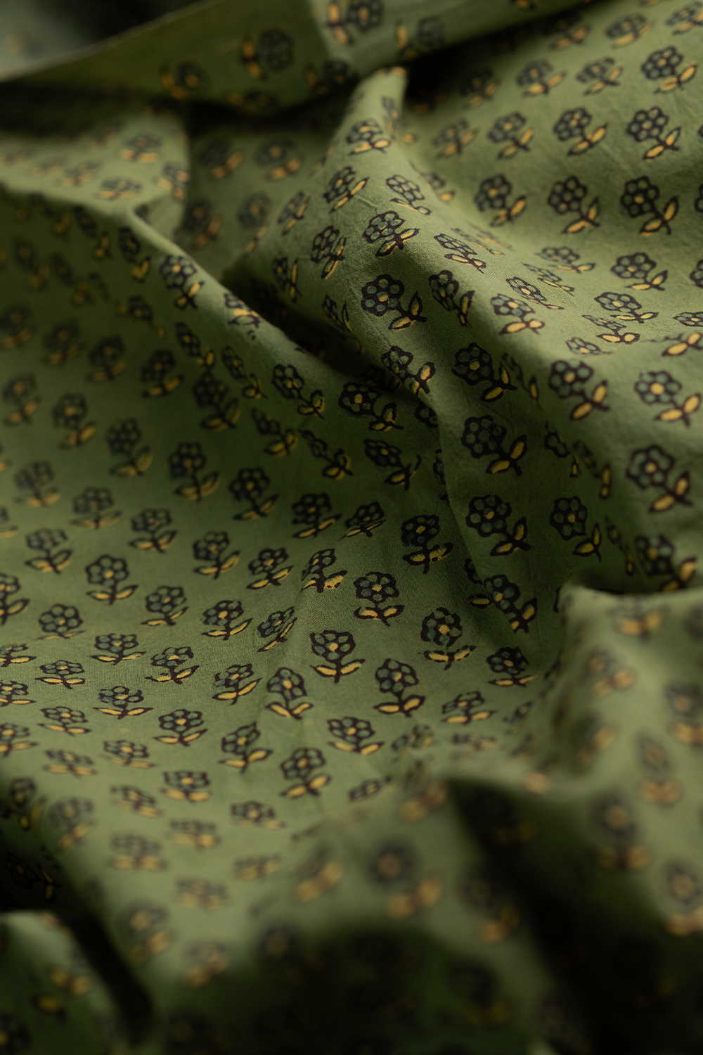 Greenery Garden Ajrak Cotton Fabric - Image 2