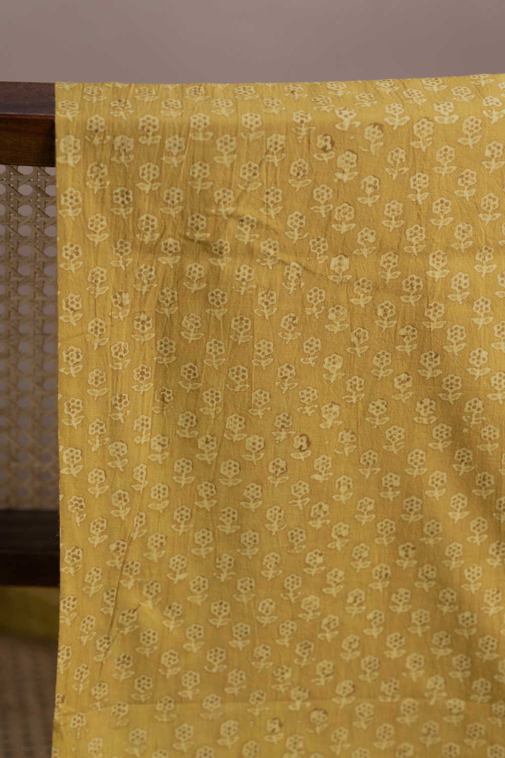Yellow with Florets Ajrak Cotton Fabric - Image 2
