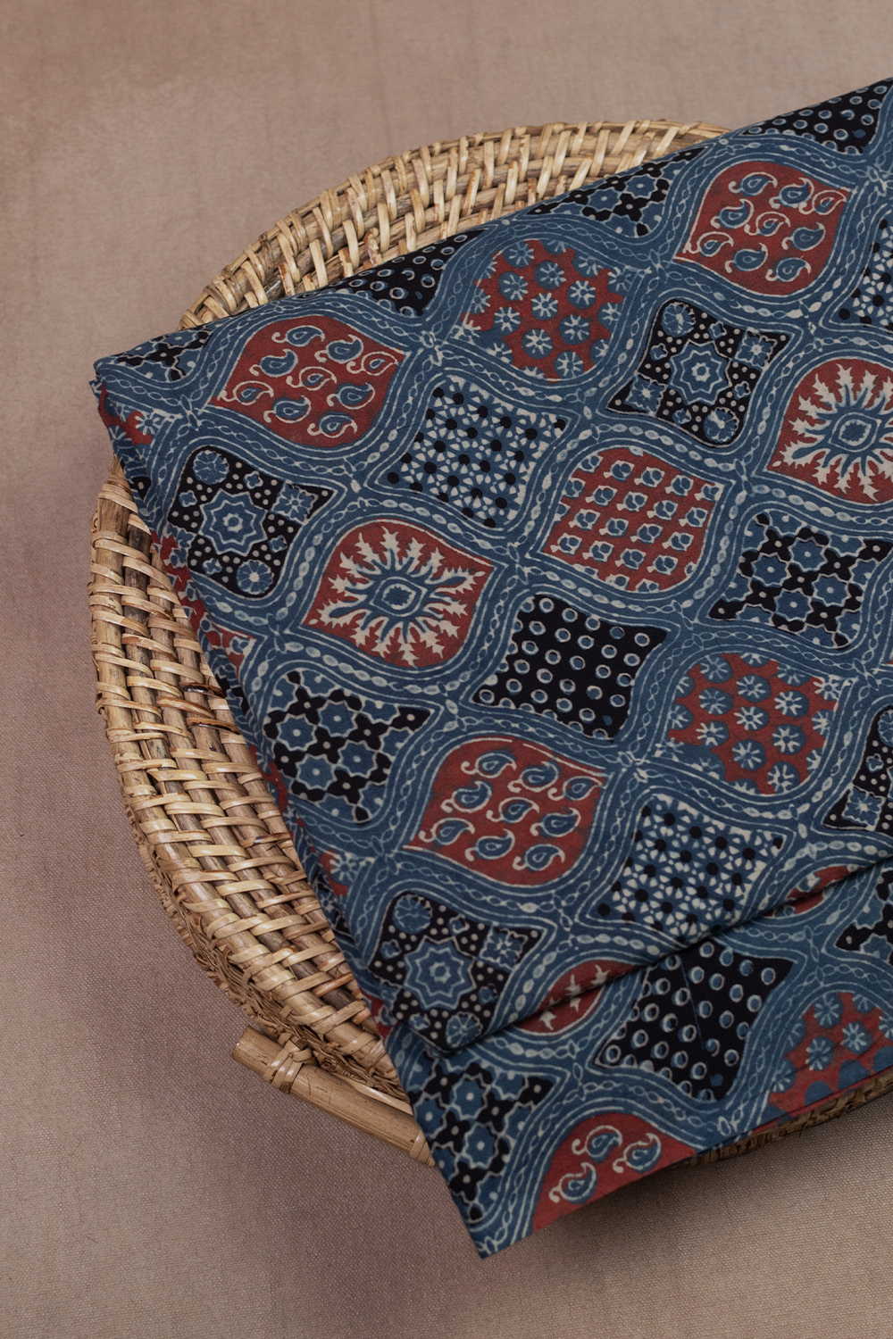 Indigo Harmony Ajrak Cotton Fabric