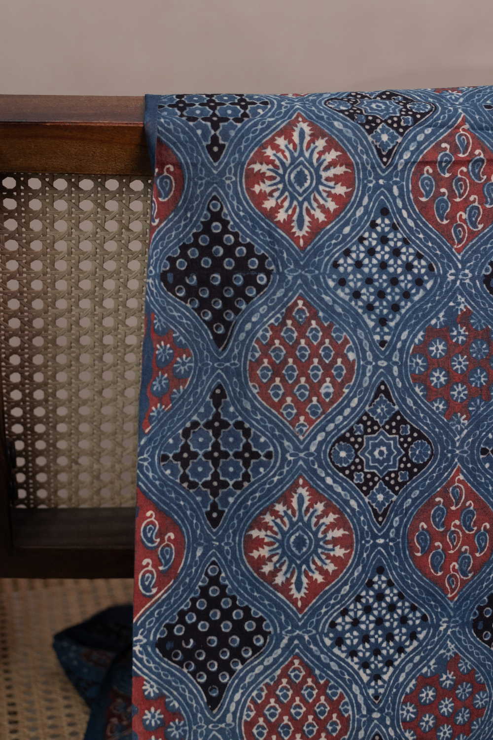 Indigo Harmony Ajrak Cotton Fabric - Image 2