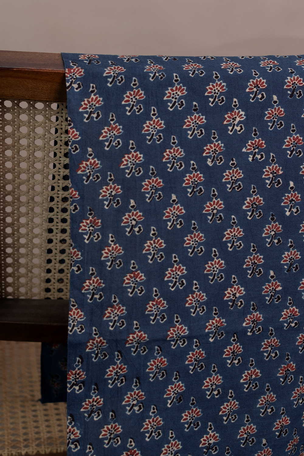 Midnight Blossom Ajrak Cotton Fabric - Image 2