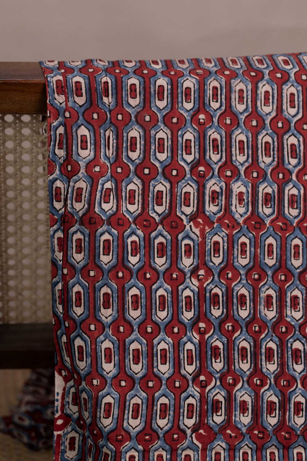 Geometric Linked pattern Ajrak Cotton Fabric - Image 2