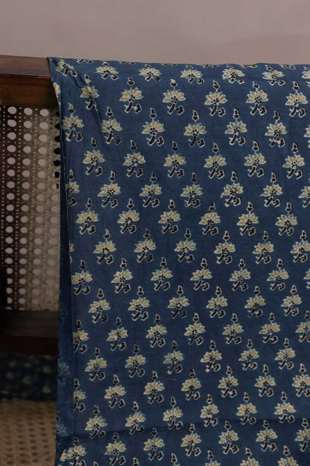 Indigo with Tiny Motifs Ajrak Cotton Fabric - Image 2