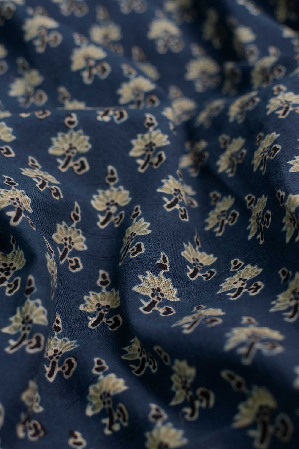 Indigo with Tiny Motifs Ajrak Cotton Fabric - Image 3