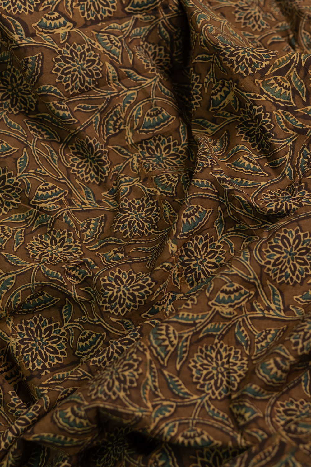 Olive Green Ajrak Cotton Fabric - Image 3