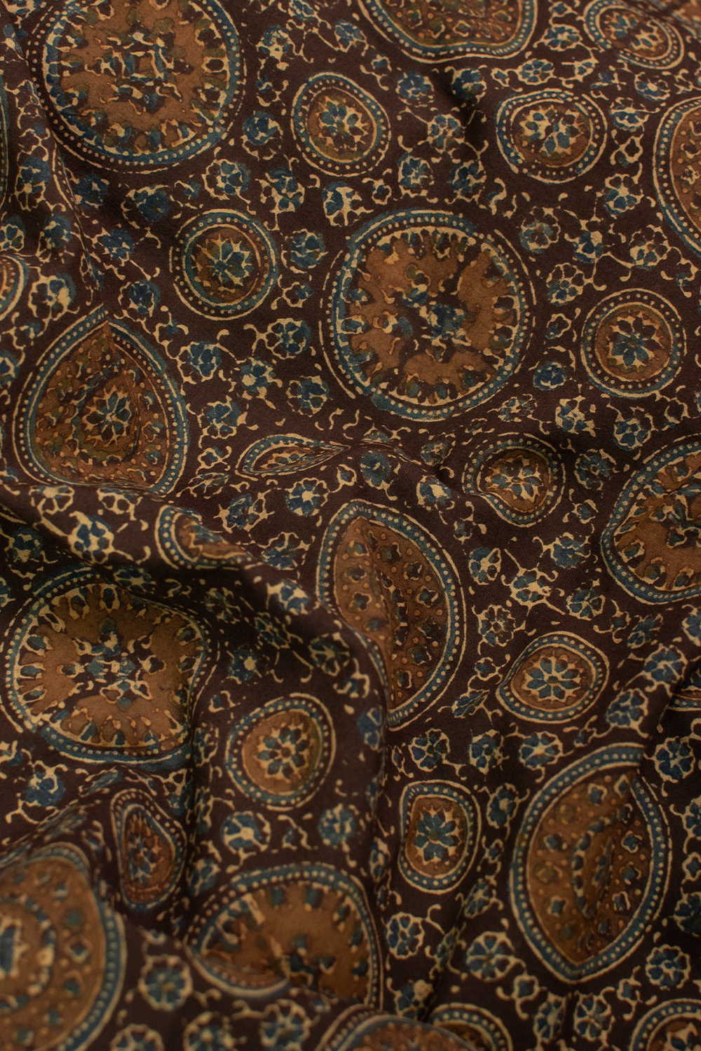 Intricate Design - Rusted Green Ajrak Cotton Fabric - Image 3