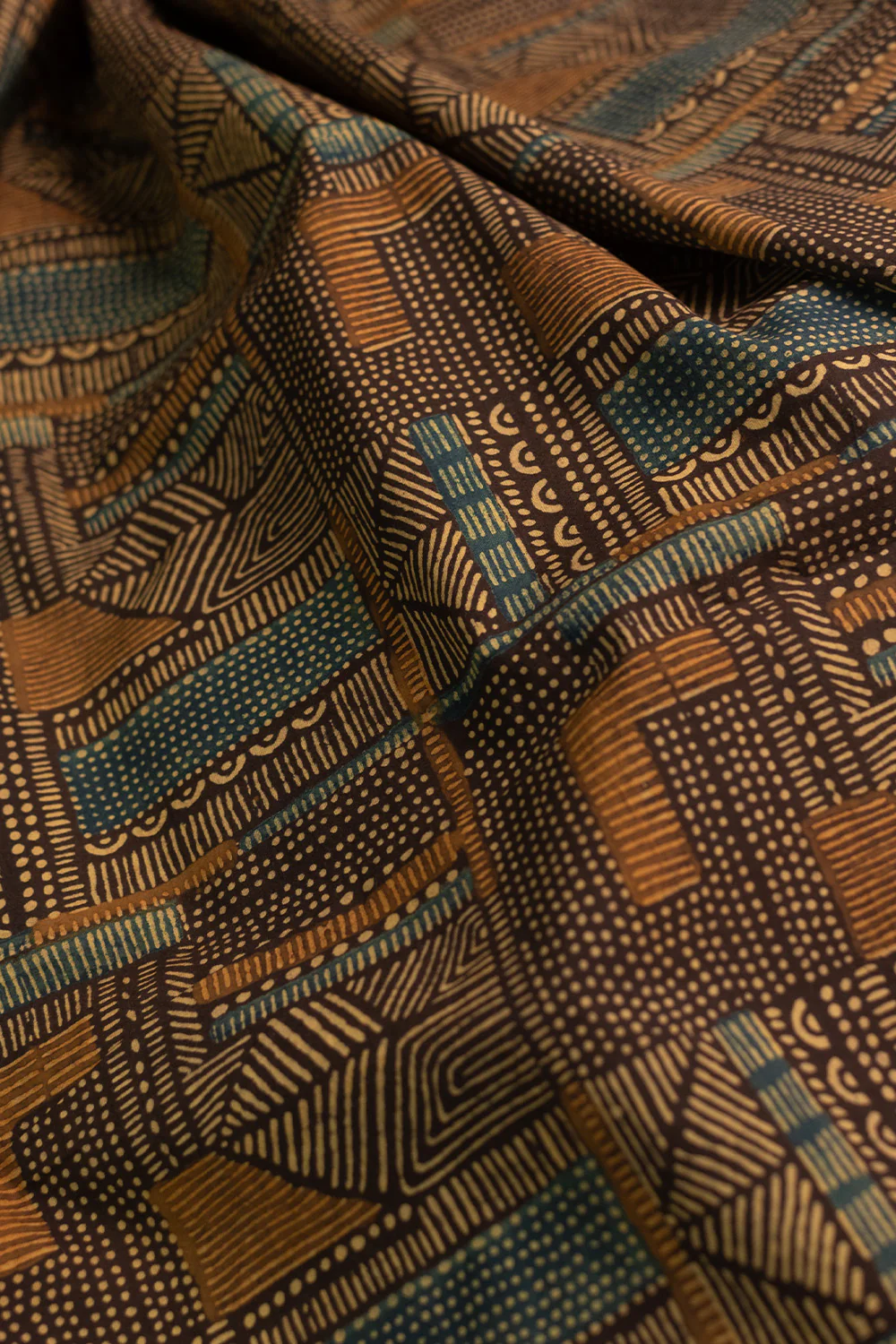 Patterned Meadow Green Ajrak Cotton Fabric - Image 3