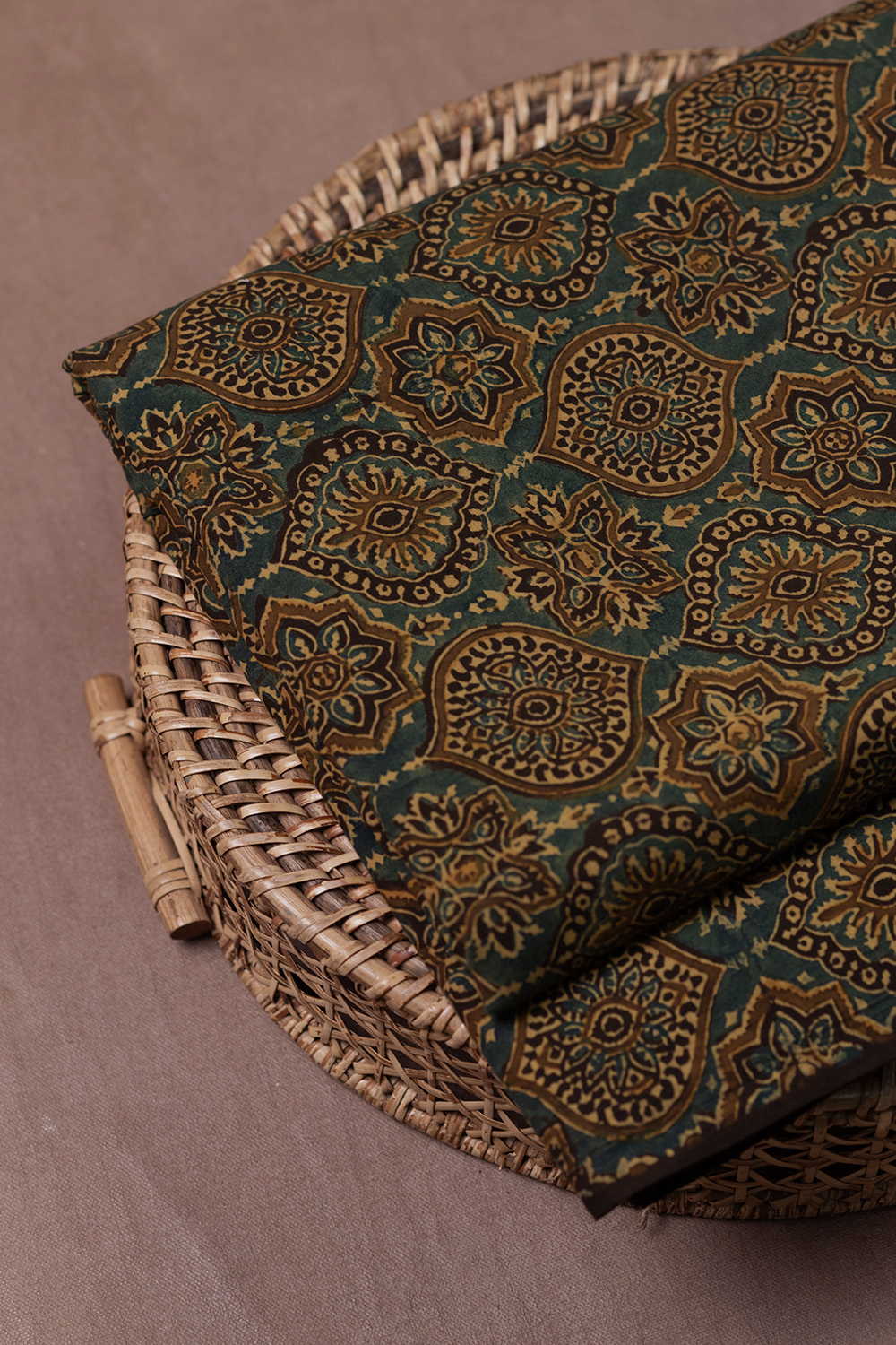 Rust Green - Structured Ajrak Cotton Fabric
