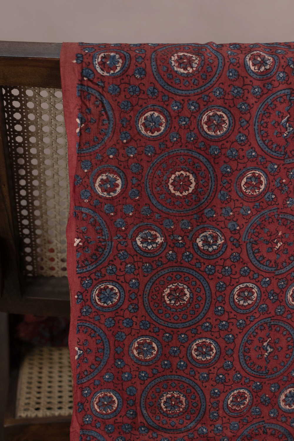 Circle Motifs - Maroon Ajrak Cotton Fabric - Image 2