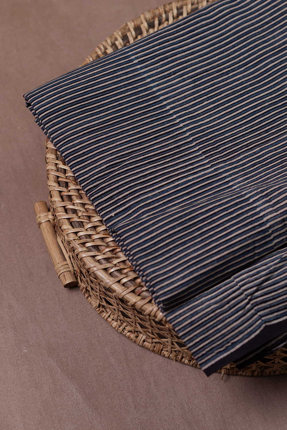 Lines on Black Ajrak Cotton Fabric - 0.5m