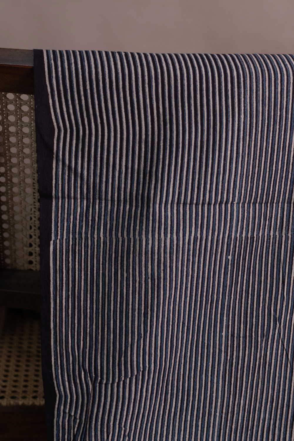 Lines on Black Ajrak Cotton Fabric - 0.5m - Image 2