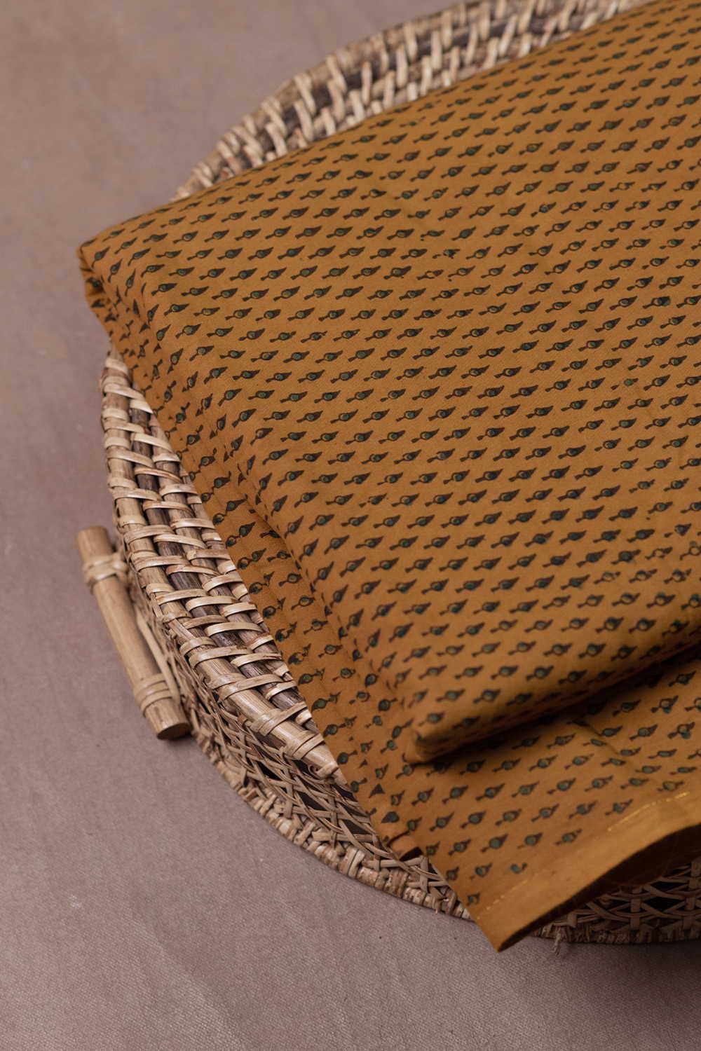 Micro Motifs on Deep Yellow Ajrak Cotton Fabric