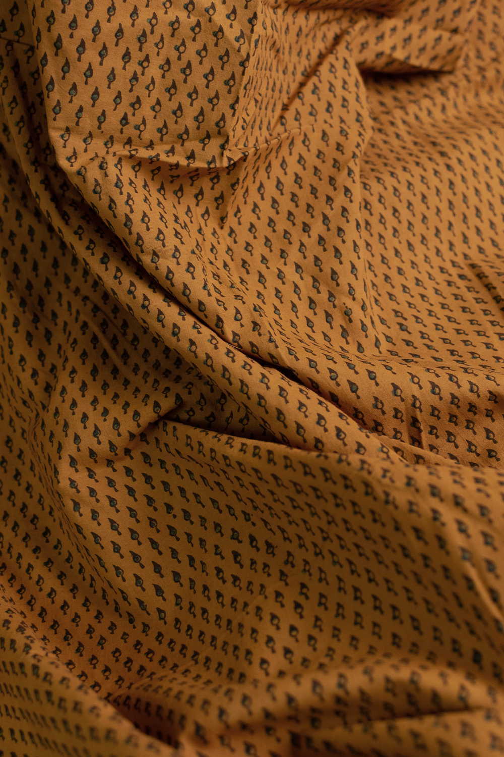 Micro Motifs on Deep Yellow Ajrak Cotton Fabric - Image 3