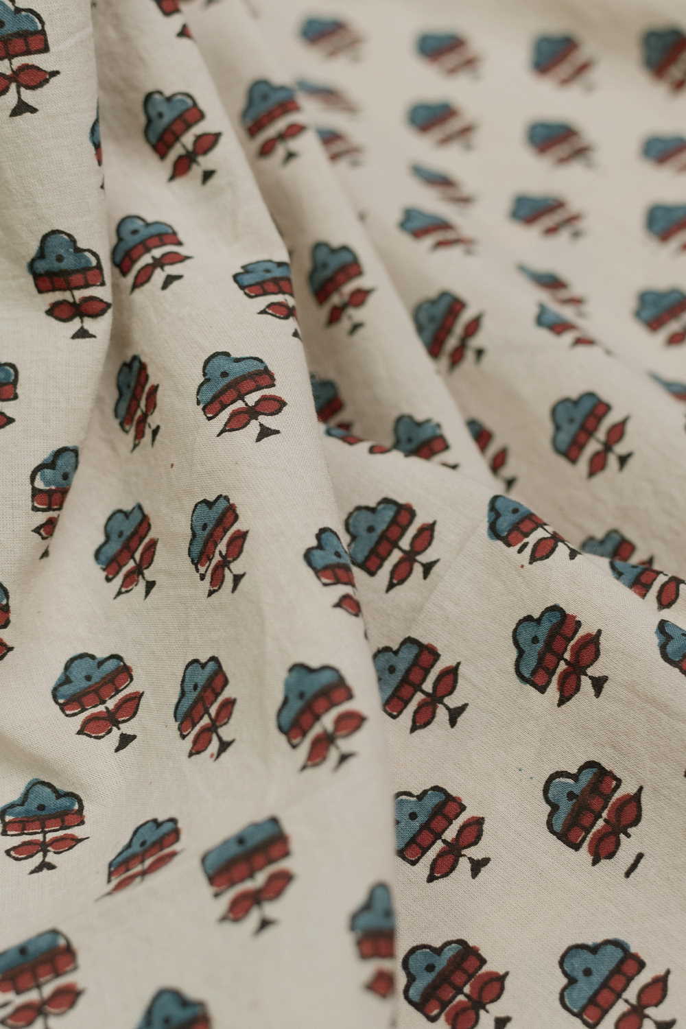 Little Motifs on Cream Ajrak Cotton Fabric - Image 2