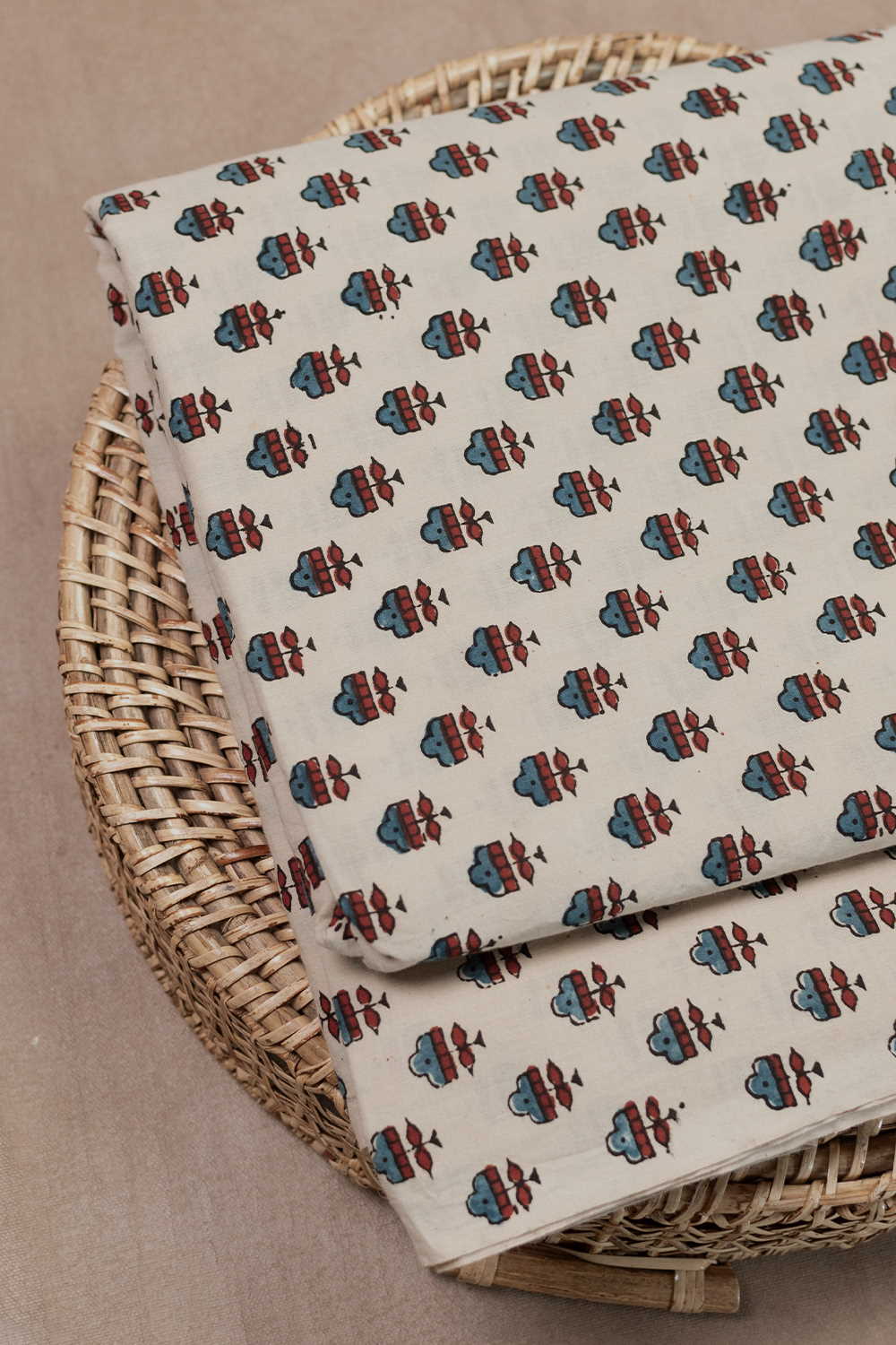 Little Motifs on Cream Ajrak Cotton Fabric - Image 3
