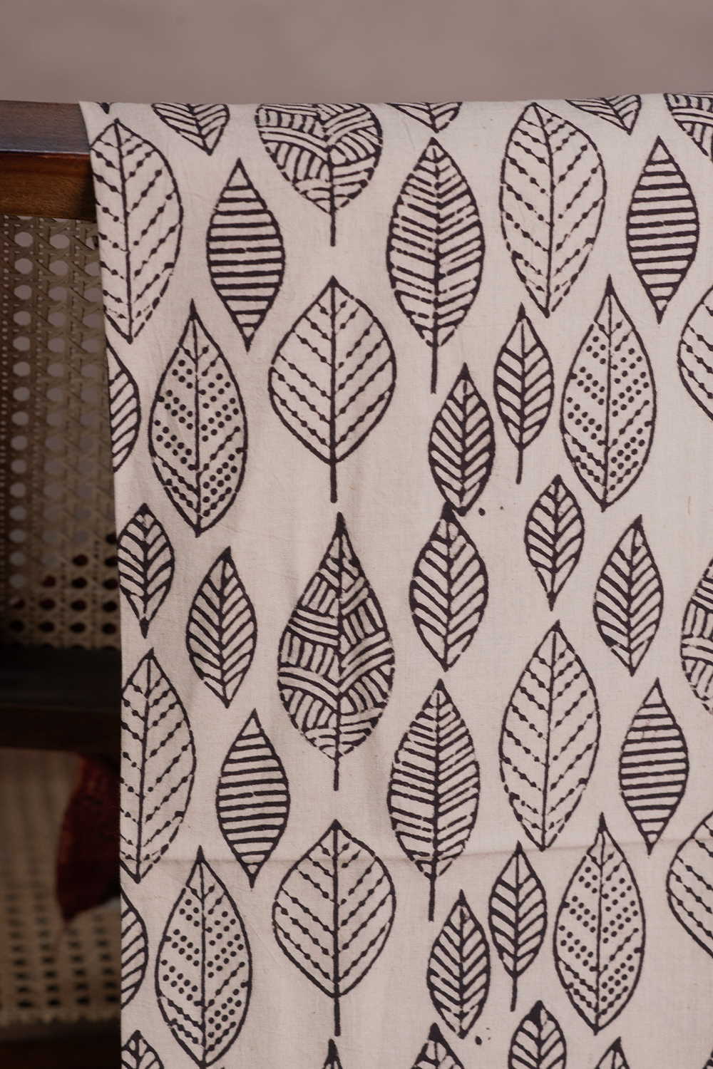 Leaf Pattern - Cream Ajrak Cotton Fabric