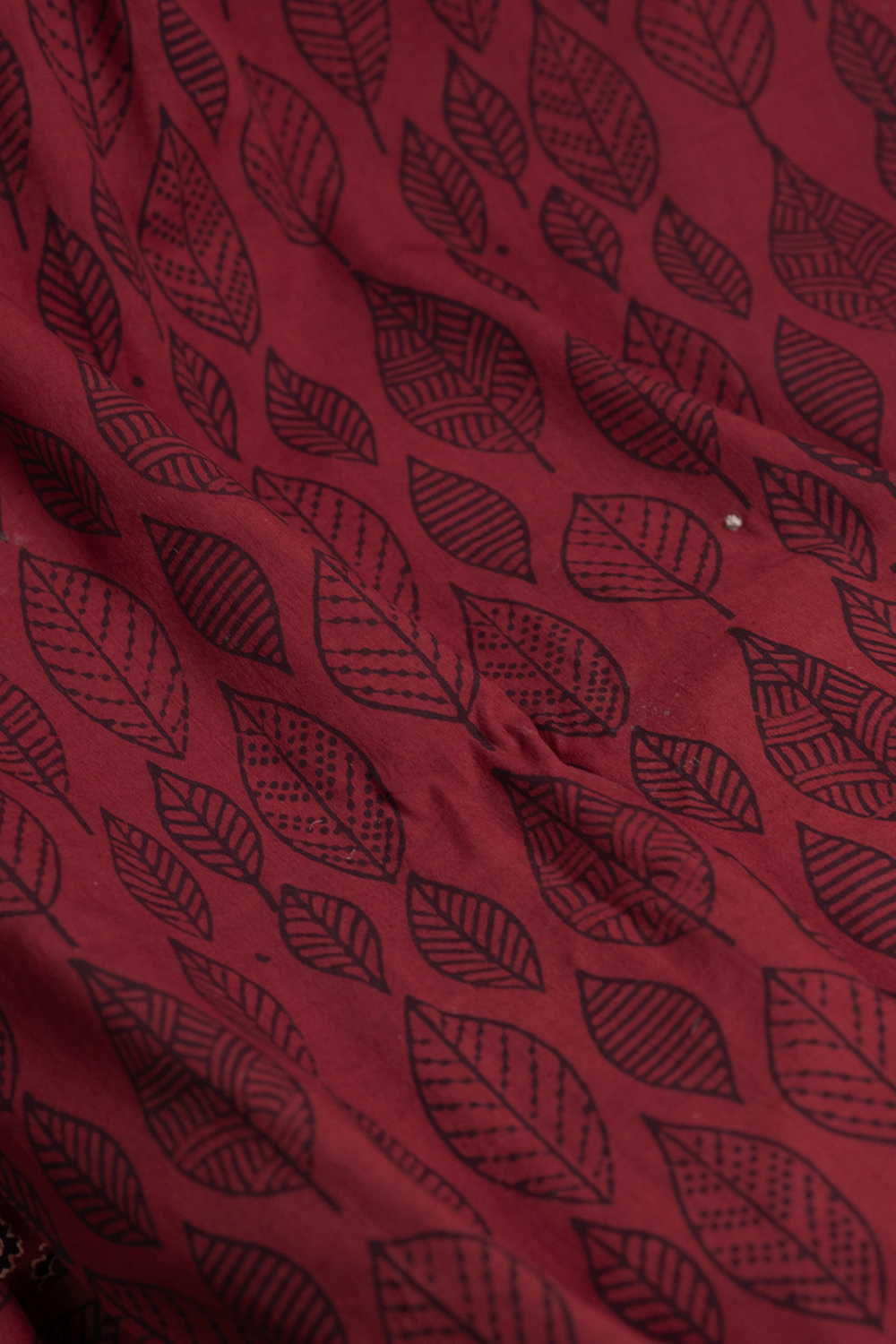 Leaf Pattern Ajrak Cotton Fabric - Image 3