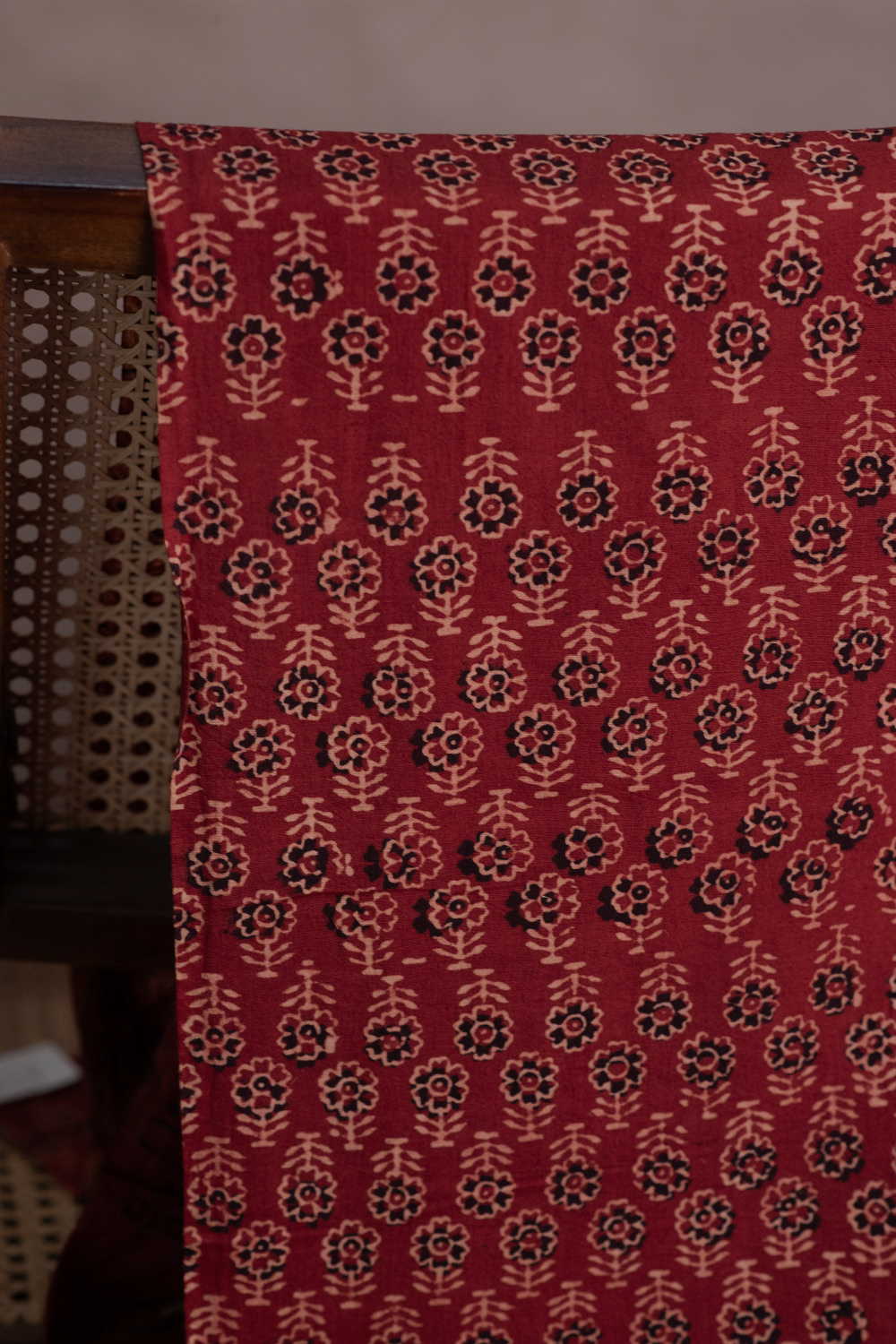 Floral Butta - Maroon Ajrak Cotton Fabric - Image 2