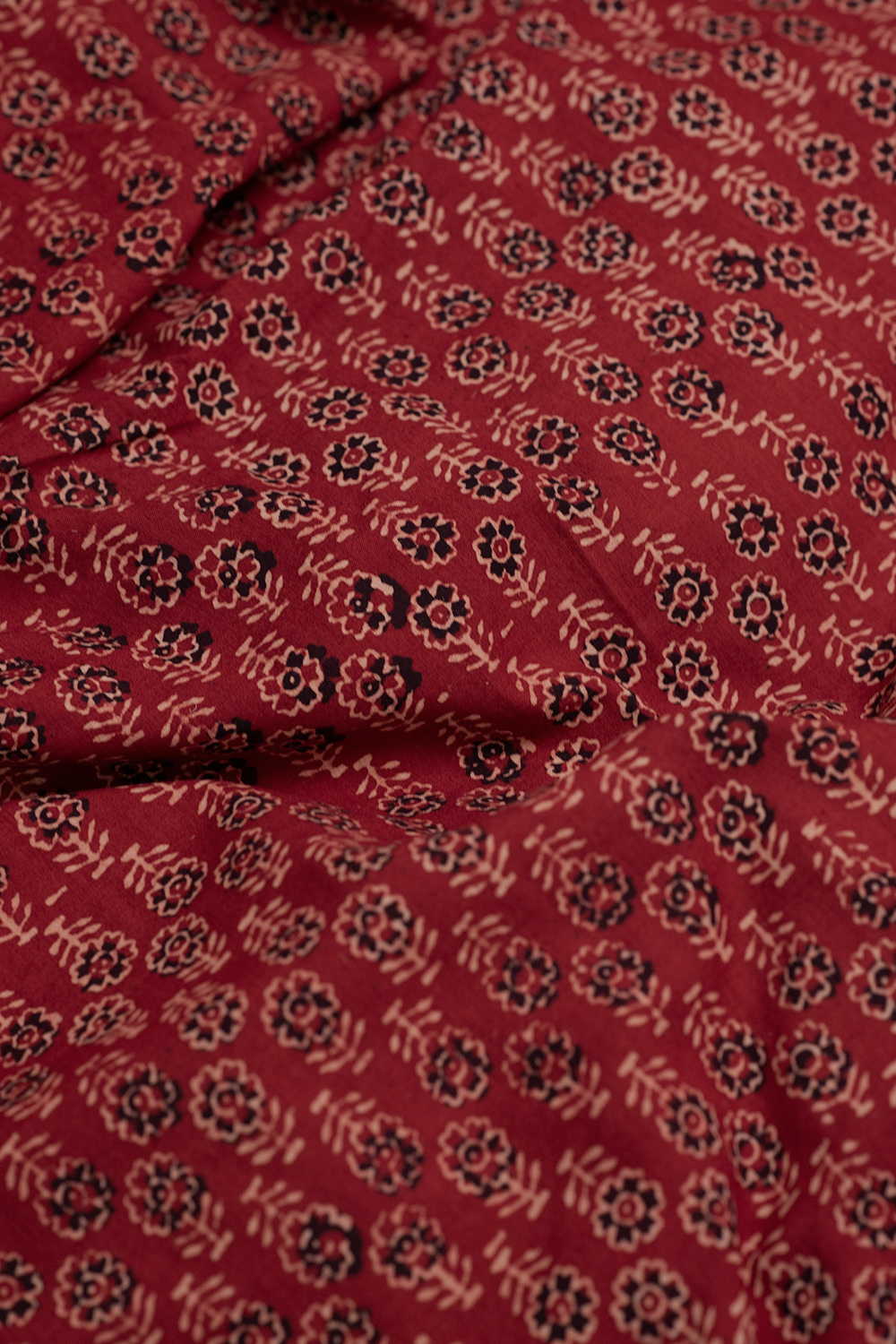 Floral Butta - Maroon Ajrak Cotton Fabric - Image 3