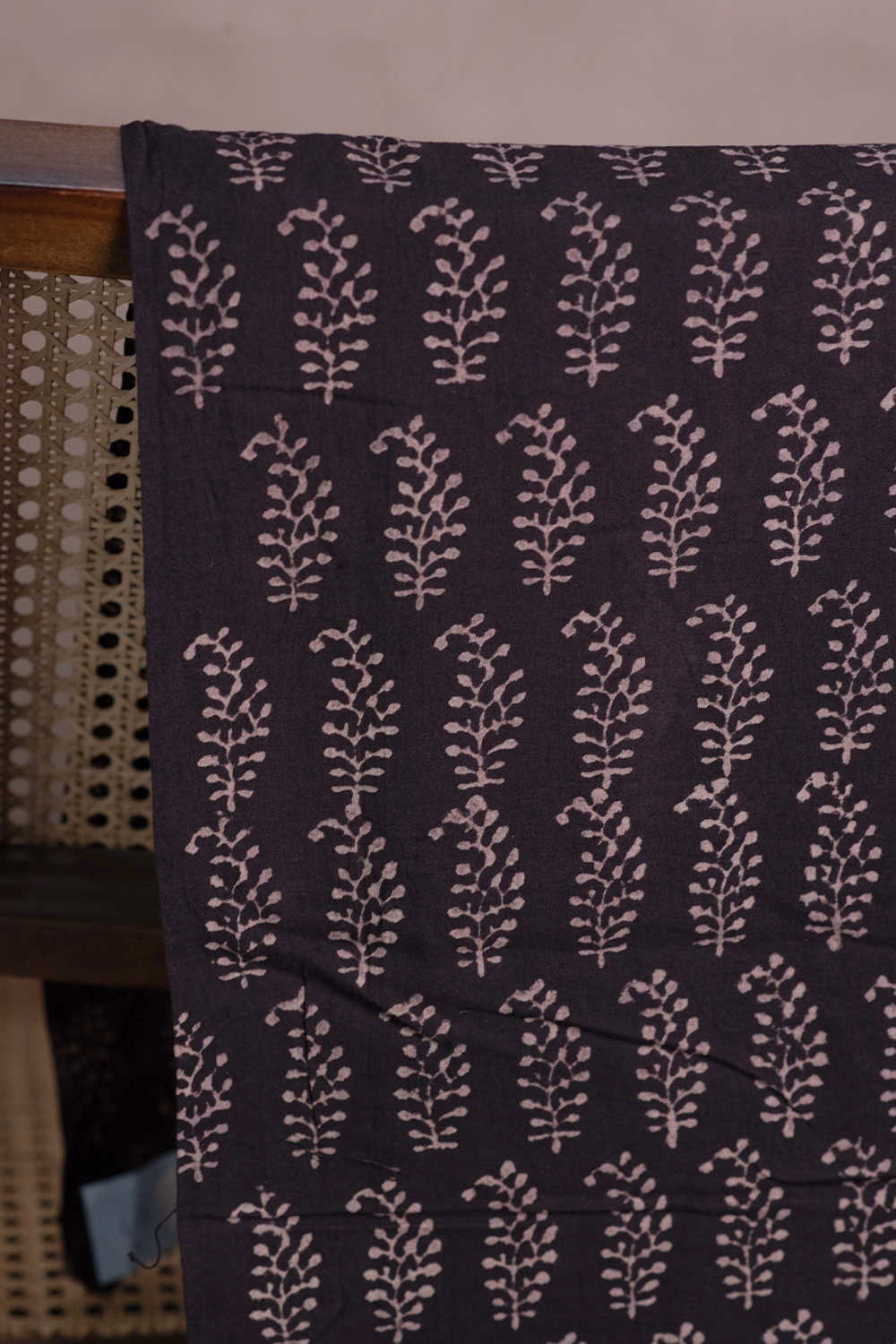 Dull Black Ajrak Cotton Fabric