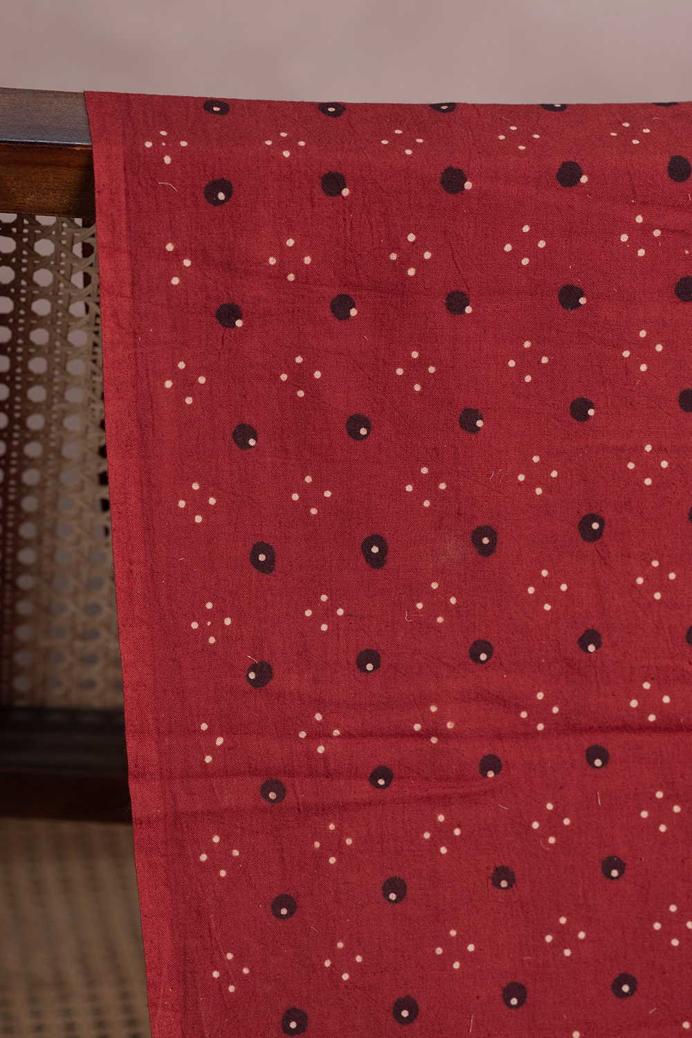 Dotted - Maroon Ajrak Cotton Fabric - Image 2