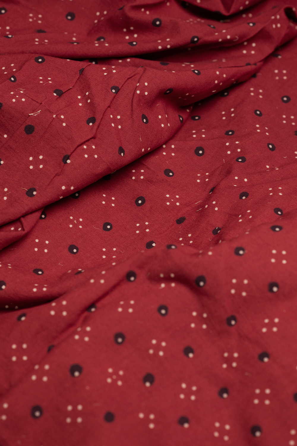 Dotted - Maroon Ajrak Cotton Fabric - Image 3