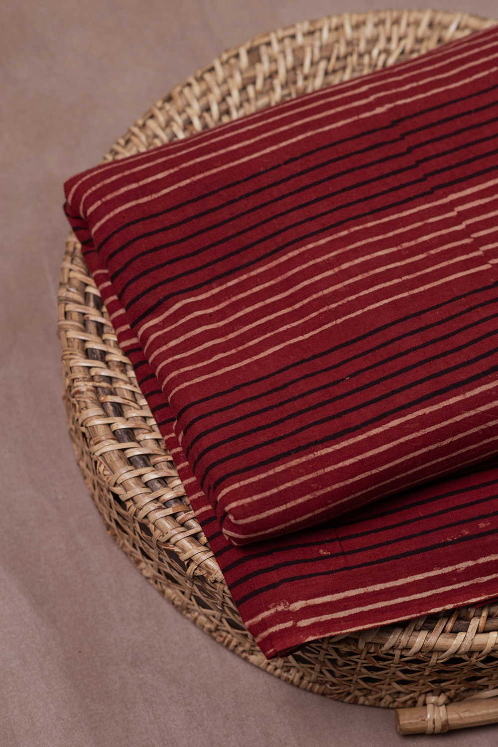 Stripe Pattern - Maroon Ajrak Cotton Fabric