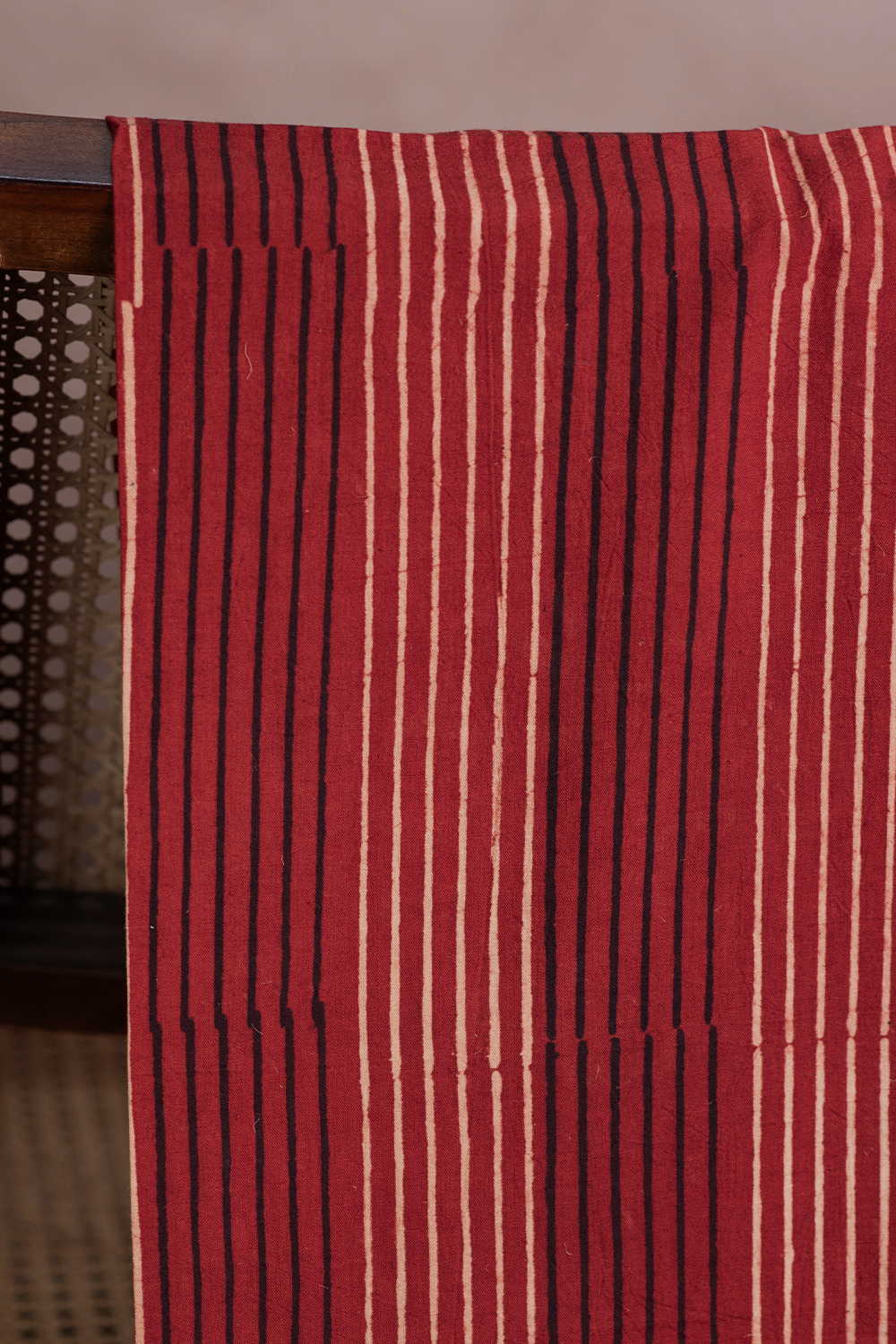 Stripe Pattern - Maroon Ajrak Cotton Fabric - Image 2