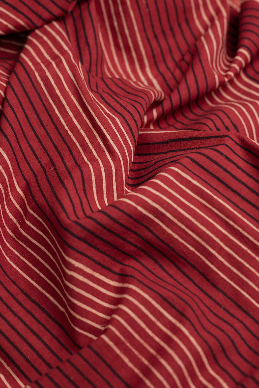 Stripe Pattern - Maroon Ajrak Cotton Fabric - Image 3
