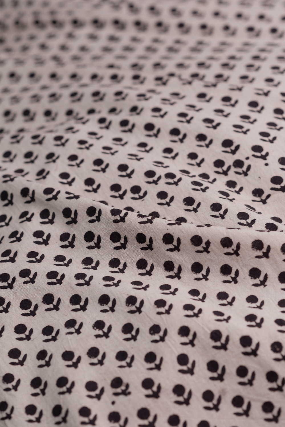 Cream with Little Florets Ajrak Cotton Fabric - Image 2