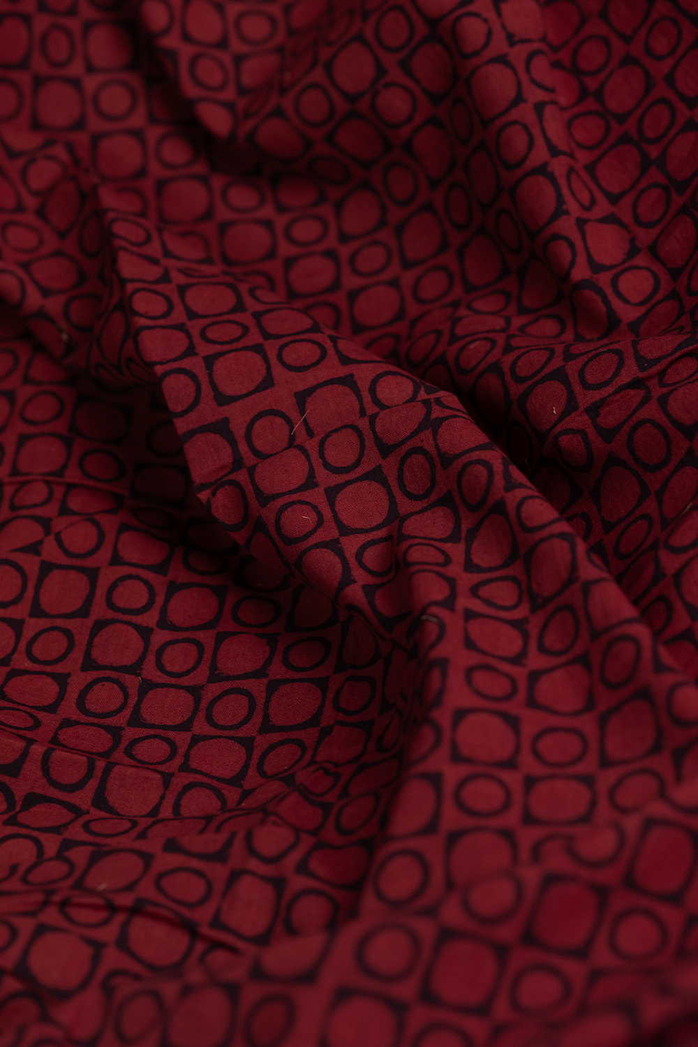 Circle Play - Maroon Ajrak Cotton Fabric - Image 3