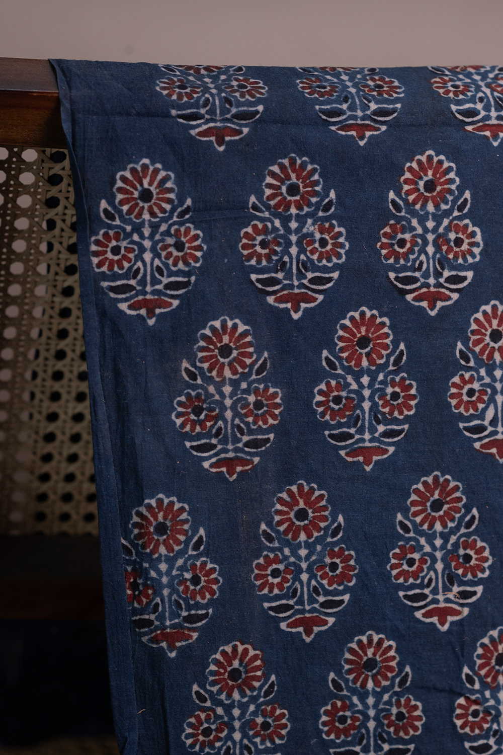 Tri Floral Butta Ajrak Cotton Fabric - Image 2