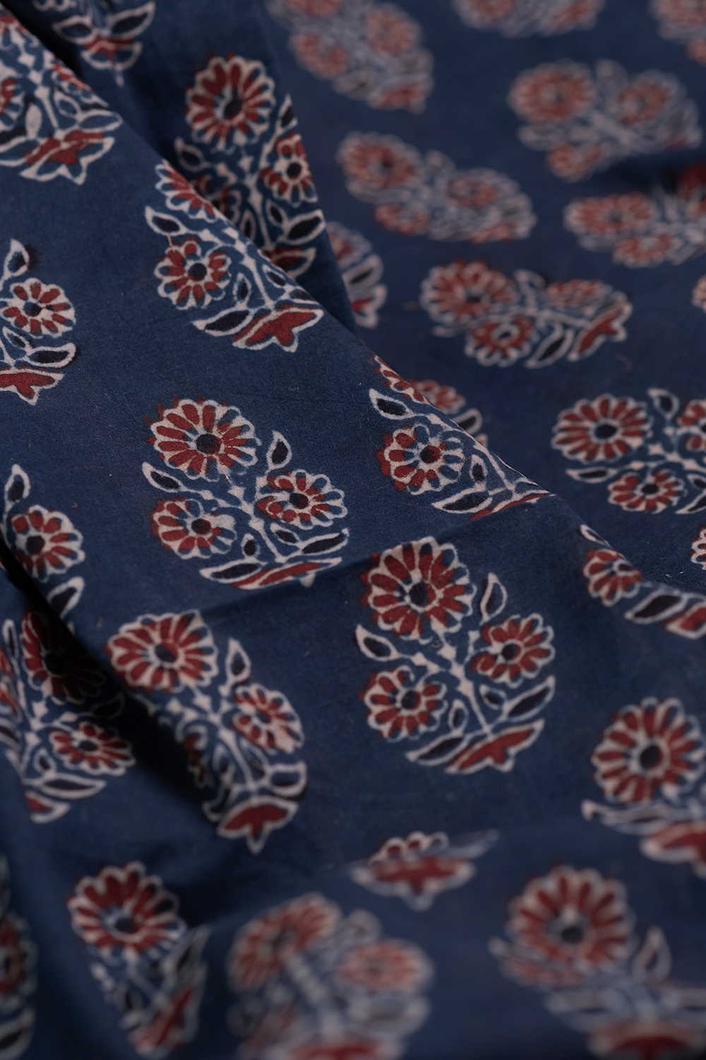 Tri Floral Butta Ajrak Cotton Fabric - Image 3