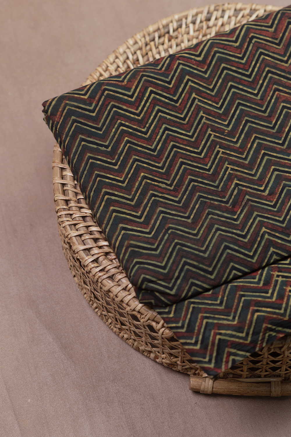 Chevron - Green Ajrak Cotton Fabric